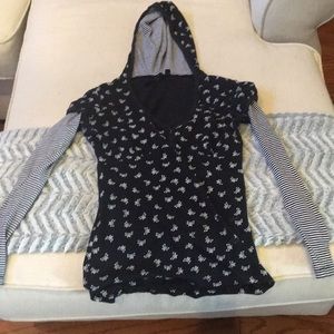 Cat skull long sleeve shirt with hood